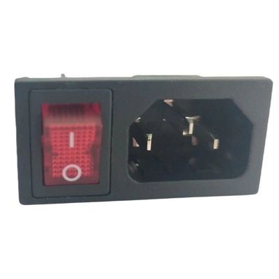 15A 250V Panel Mount IEC C14 Einlasssteckdose mit Bootsform-Roker-Schalter