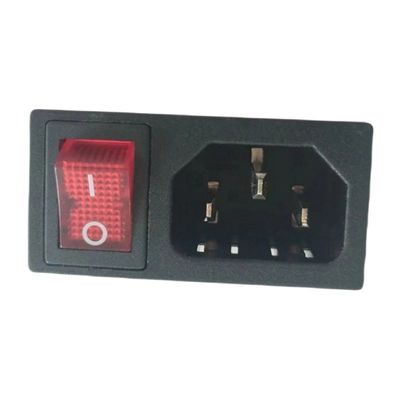 15A 250V Panel Mount IEC C14 Einlasssteckdose mit Bootsform-Roker-Schalter