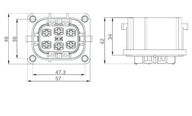 Neopower 6-Pin Hochspannung 1000V 35A Automobilstrom- und Signalanschluss mit 360°-Schutz