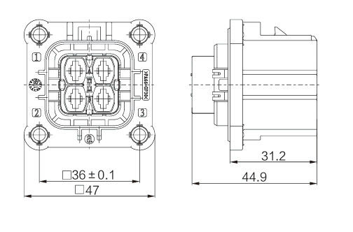 Neopower 4-Pin-Hochspannungsanschluss 40A 1000V für Elektrofahrzeuge und industrielle Anwendungen