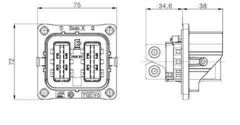 Neopower 2-Pin-Hochspannung Hybrid-Stromanschluss 400A 1000V mit HVIL und 360°-Schutz