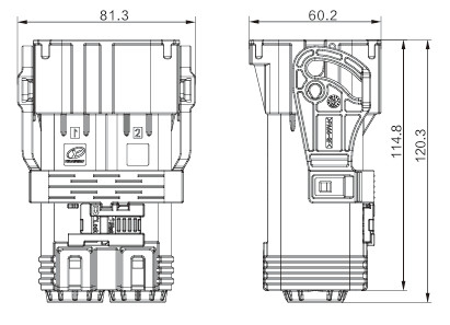 Neopower 2-Pin-Hochspannung Hybrid-Stromanschluss 400A 1000V mit HVIL und 360°-Schutz